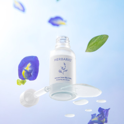 Bộ 5 Hoa Đậu Biếc Herbario: Nước tẩy trang 300ml +Sữa rửa mặt tạo bọt 100ml+mặt nạ 30ml + Toner 200ml + Tinh chất 30ml