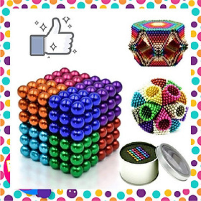 Bộ Xếp Hình Nam Châm Siêu Phẩm BuckyBalls Rainbow 8 màu 216 viên đường kính 5mm [ FULLBOX Video Sản Phẩm ]