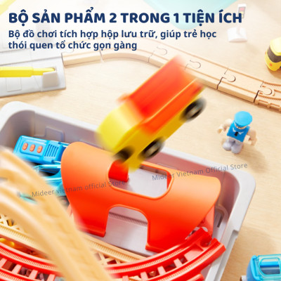 Mô hình lắp ráp đường ray tàu hỏa kèm âm thanh Mideer Mideer Train Track Building Blocks