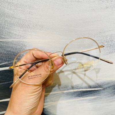 Gọng kính cận titan 80036 nửa khung thời trang mắt kính OURESS nam nữ siêu nhẹ siêu bền