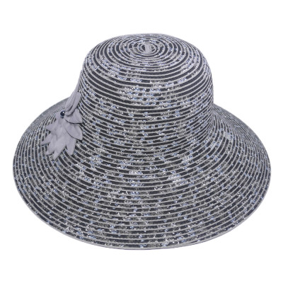 Nón nữ rộng vành du lịch biển, vành rộng 11cm chống nắng tốt, gắn nơ hoa dễ thương, chất liệu vải kết hợp polyester