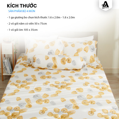Bộ Ga Giường 4 Món Yellow Fruit Mềm Mại 100% Mirco Silk Cao Cấp A2Z Home