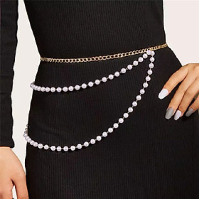Belt xích thắt lưng bản nhỏ nam nữ sexy sang chảnh cá tính mix chuỗi hạt châu ấn tượng