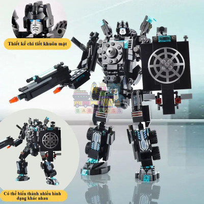 Đồ chơi lắp ráp SWAT 8 trong 3 – Biến hình xe quân sự, robot, trực thăng – 820 chi tiết – 51 mô hình sáng tạo – Quà cho bé trai 6+