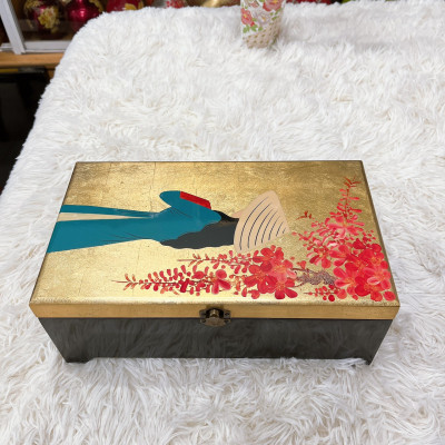 Hộp nữ trang 2 tầng đế cao Sơn Mài Cao Cấp đựng đồ trang sức, vật dụng nhỏ xinh, làm quà tặng,...