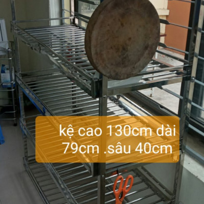 kệ để đồ nhà bếp inox dày 5 tầng c 130, d79, s 40cm 