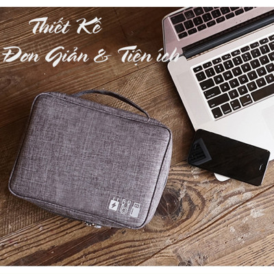 Hộp Túi Vải Đựng Phụ Kiện Công Nghệ Đa Năng Nhiều Ngăn Chống Thấm Nước Túi Phụ Kiện Du Lịch Cho Cáp Sạc Di Động, Sạc Dự Phòng, Điện Thoại, Tai Nghe, Thẻ Nhớ - Hàng Chính Hãng