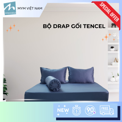 Bộ drap gối MYM chất liệu vải Tencel màu 160CM x 200CM x 30CM