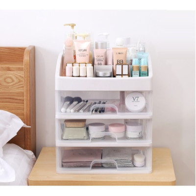 Kệ đựng mỹ phẩm, đồ trang điểm nhựa 4 tầng trong suốt kích thước 27x24x16 cm