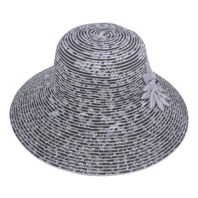 Nón nữ rộng vành du lịch biển, vành rộng 11cm chống nắng tốt, gắn nơ hoa dễ thương, chất liệu vải kết hợp polyester