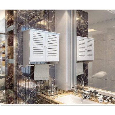 Tủ nhà tắm treo tường 2 cánh lớn TKNT01 - Kệ lắp ráp treo (dán) tường nhà tắm ( 50x40x17cm)