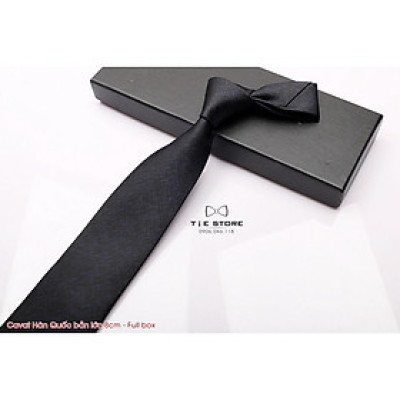 Cavat nam Hàn Quốc cao cấp bản lớn 8cm ghi lông chuột - Tặng kèm hộp Full box