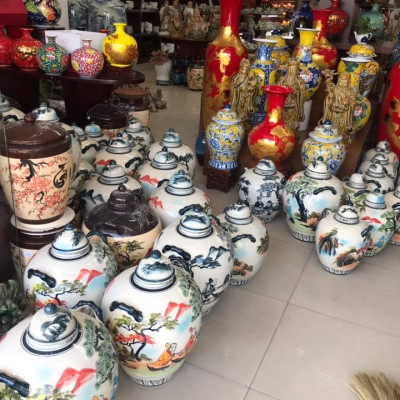 Hũ Đựng Gạo, Ngâm Rượu Họa Tiết Cảnh Và Màu In Nổi ( Giao Ngẫu Nhiên )