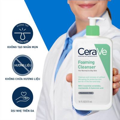 Sữa Rửa Mặt Dịu Nhẹ Cho Da Dầu CeraVe Foaming Cleanser 473ml