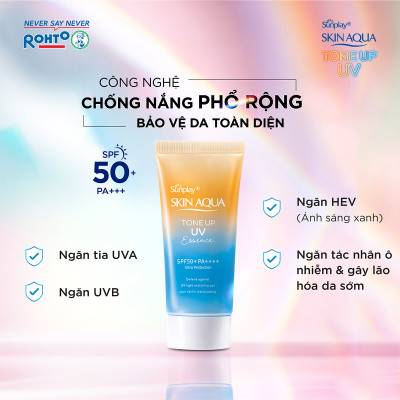 Kem chống nắng nâng tông Skin Aqua Tone up Latte Beige cho mọi tông da, dạng tinh chất Sunplay Skin Aqua Tone Up UV Essence Latte Beige SPF 50+ PA++++ 50g