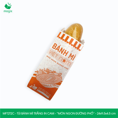  MFT2T2C - 24x9.5x4.5 cm - 100 túi giấy đựng bánh mì, túi đựng thức ăn mang đi, túi take away