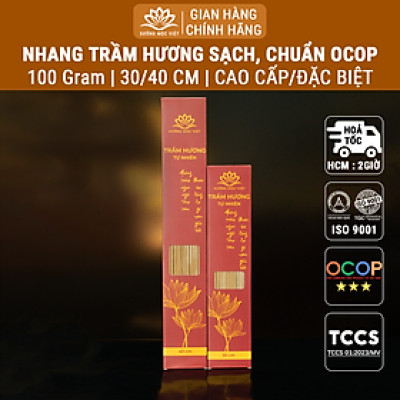 Nhang Trầm Hương Sạch Tự Nhiên Không Hoá Chất Xưởng Mộc Việt - Dài 30cm Và 40cm Hương Thơm Dịu Nhẹ, An Toàn Sức Khoẻ