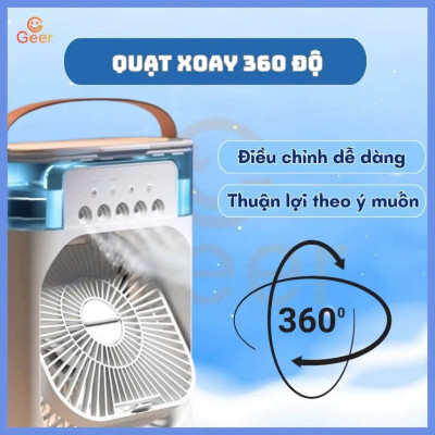 Quạt Phun Sươjng Điều Hòa Mini Cao Cấp (Loại Tốt) - Hàng Chất Lượng Cao, Mẫu Mới Siêu Bền với Đèn LED Tinh Tế, ĐÈN TRANG TRÍ