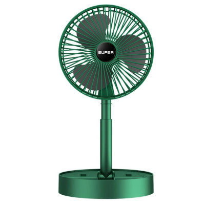 Quạjt Tích Điện Để Bàn Mijni Gấp Gọn: 3 Tốc Độ, Xoay 360 Độ, Pin Dung Lượng Lớn, ĐÈN TRANG TRÍ