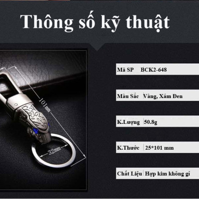 Móc Treo Chìa Khóa Oto Xe Máy  BCK2-648 Hình Đầu Hổ Mắt Ngọc Cực Chất Xoay 360 Độ  ( giao màu ngẫu nhiên )