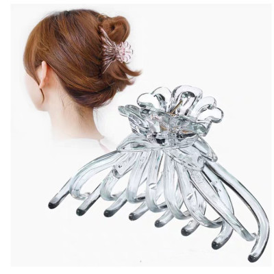 Kẹp càng cua size to 8 răng trong suốt kiểu Hàn Quốc KAH147 - Vàng