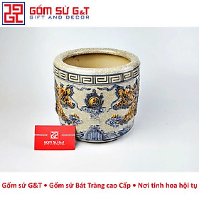 Bát hương men rạn rồng nổi Gốm Sứ G&T