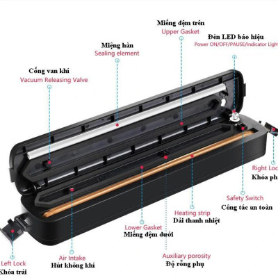 Máy Hút Chân Không Kèm Hàn Miệng Túi Vacuum Sealer Bảo Quản Thực Phẩm Tiện Lợi Tặng Kèm Túi Hút - Hàng chính hãng