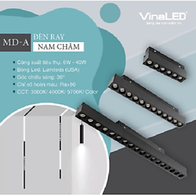 MD-AB12 - Đèn Ray nam châm VINALED