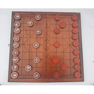 Cờ tướng gỗ gõ tự nhiên ,kích cỡ 50x 52cm-Quân cờ gỗ nhãn 4,2cmx 1,2