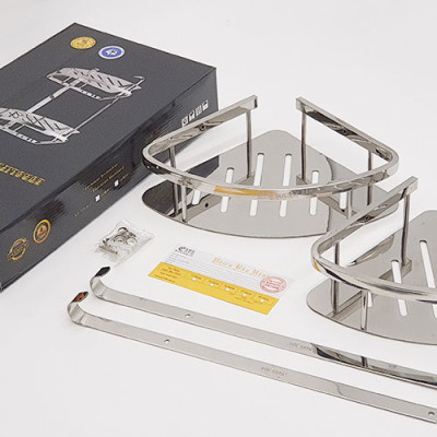 Kệ góc đôi phòng tắm Inox SUS 304Eurolife EL-KG2 (Trắng bạc)