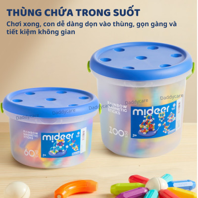 Bộ xếp hình nam châm, đồ chơi lắp ghép cho bé Mideer Rainbow Magnetic Building Stick