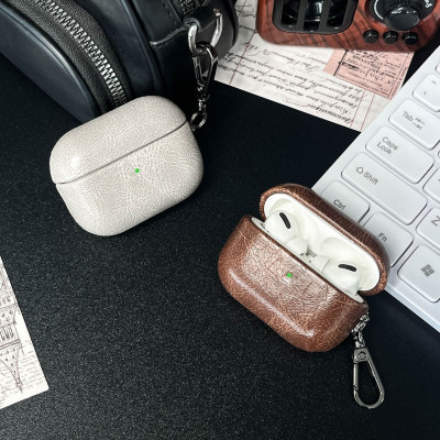 Bao Case da PU dầu cho Airpods Pro 2 / Airpods 4 - Hàng Chính Hãng