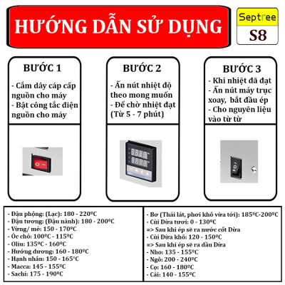 Máy ép dầu ăn thực vật chuyên nghiệp Nóng và Lạnh thương hiệu Mỹ Septree S8 - Công suất 1450W - Hàng nhập khẩu