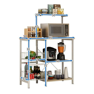 Kệ lò vi sóng đa năng 185N thương hiệu 9House kệ bếp để lò nướng nồi cơm điện kèm giá rổ để rau củ gia vị loại khung sắt dày sơn tĩnh điện chống rỉ mặt gỗ MDF lõi xanh chống ẩm bề mặt phủ melamine chống thấm cao cấp - Hàng chính hãng