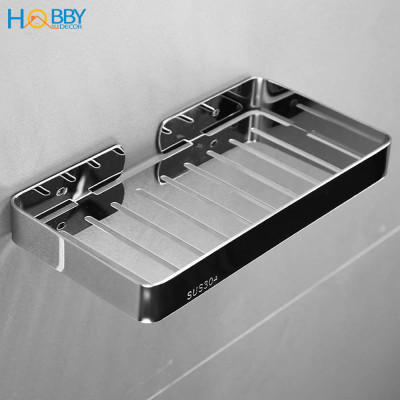 Khay đựng xà bông cục mẫu lớn inox 304 sơn đen Hobby home decor SB7