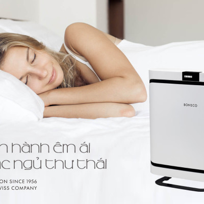 Máy Lọc Không Khí BONECO P400 Khử Mùi Phòng, Chống Dị Ứng, Diệt Virus, Bộ Lọc Hepa Lọc Bụi, Báo Ô Nhiễm, Khuếch Tán Xông Tinh Dầu (56m2) - Hàng Chính Hãng