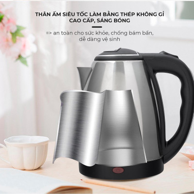 Ấm Đun Nước Siêu Tốc 1.8L Tiện Dụng - Bình INOXInnox + nhựa - Hàng Chính Hãng