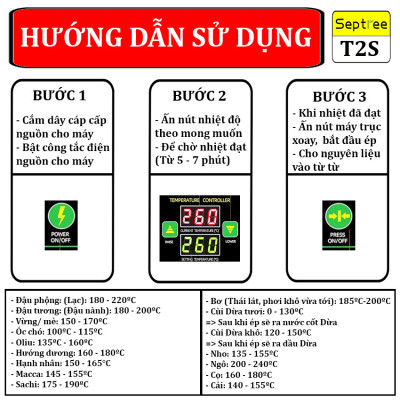 Máy ép dầu ăn thực vật chuyên dụng gia đình thương hiệu Septree T2S công suất 1000W - Trục ép dài 236mm - Hàng chính hãng (Bảo Hành 12 Tháng)
