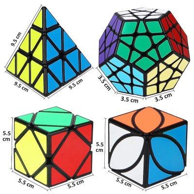 Combo 4 Rubik Biến Thể QiYi Gift Box Mastermorphix Pyraminx Megaminx Skewb Ivy cube tặng kèm chân đế