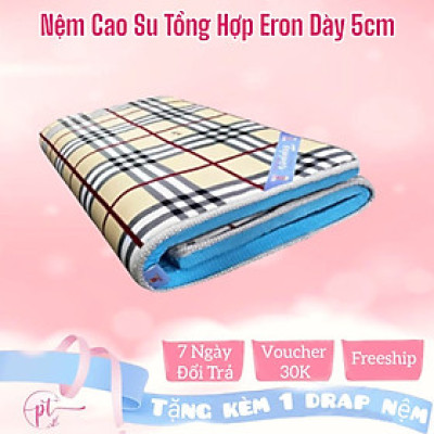 Nệm Cao Su Trải Sàn 3 Lớp Eron Êm Ái Và Thoáng Mát Dày 5cm Đủ Size Giao Màu Ngẫu Nhiên - Tặng Kèm Drap Nệm