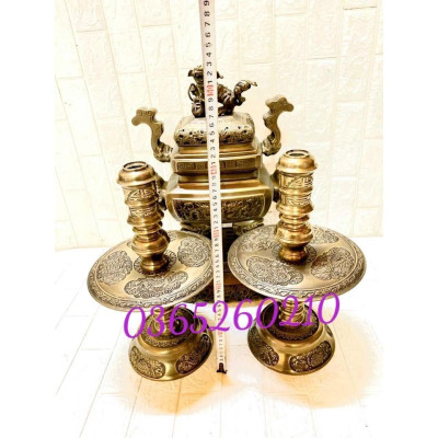 ĐỈNH TAM SỰ 52 CM NẶNG 17 KG  MÀU NÂU CỔ CHẤT LIỆU BẰNG ĐỒNG