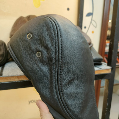 Mũ bê rê nam da bò có che tai BHY1971 Nón beret da trung niên có size, vừa vòng đầu 55-60cm