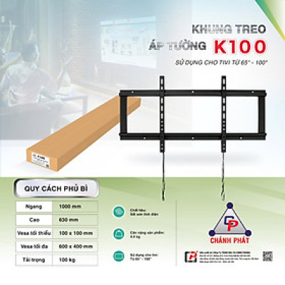 Khung mâm chính hãng CP giá treo tivi led cố định cho mọi hãng tivi từ 43-100 inch kèm ốc vít K100 - Hàng Chính Hãng