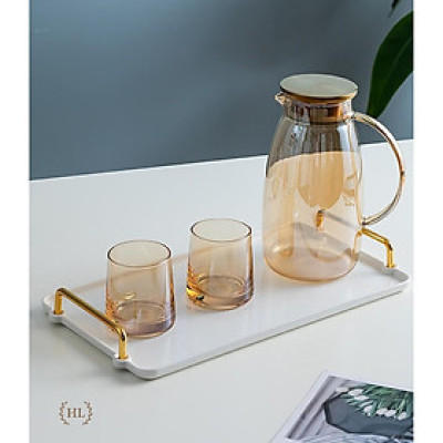 Full Bộ Bình Cốc Thủy Tinh Vàng Hổ Phách Borosilicate Siêu Sang | Trọn Bộ Bình Cốc Đun Trực Tiếp Vàng Nắp Inox 2022