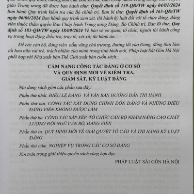 Sách Cẩm Nang Công Tác Đảng Ở Cơ Sở và Quy Định Mới về Kiểm Tra, Giám Sát, Kỷ Luật Đảng - V2534D