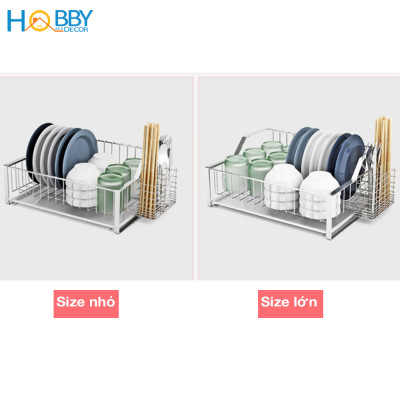 Kệ chén đa năng 1 tầng kèm ống đũa Inox 304 Hobby Home Decor KC2