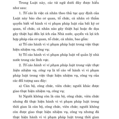Luật tố cáo năm 2018 sửa đổi, bổ sung năm 2020 (bản in 2024)