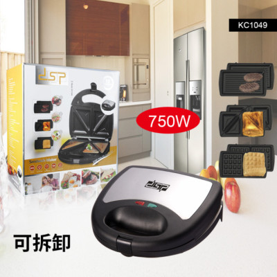 Máy Làm Bánh 3 Trong 1 thương hiệu DSP KC1049 - 3 loại vỉ nướng - Công suất: 750W - Hàng Nhập Khẩu