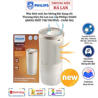 Máy khử mùi, lọc không khí ô tô dạng cốc Thương hiệu Hà Lan cao cấp Philips S3602, Công Suất 2W - Bảo Hành 24 Tháng (Hàng Nhập Khẩu)