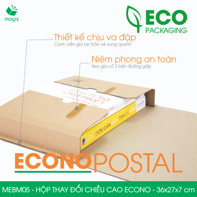 MEBM05 - 36x27x7 cm - 20 hộp carton thay đổi chiều cao siêu tiết kiệm - Hộp đóng sách, hộp gói hàng